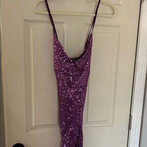 Sequin Slip Dress in Sparkling Purple